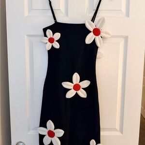 NWT Tyler McGillivary Black Dress with 3D Flowers